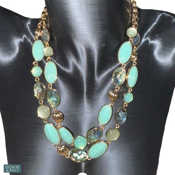 Anne Klein Gold-Tone Mixed Stone Layered Collar Necklace 16” + 3” Extender NEW - Picture 2 of 16